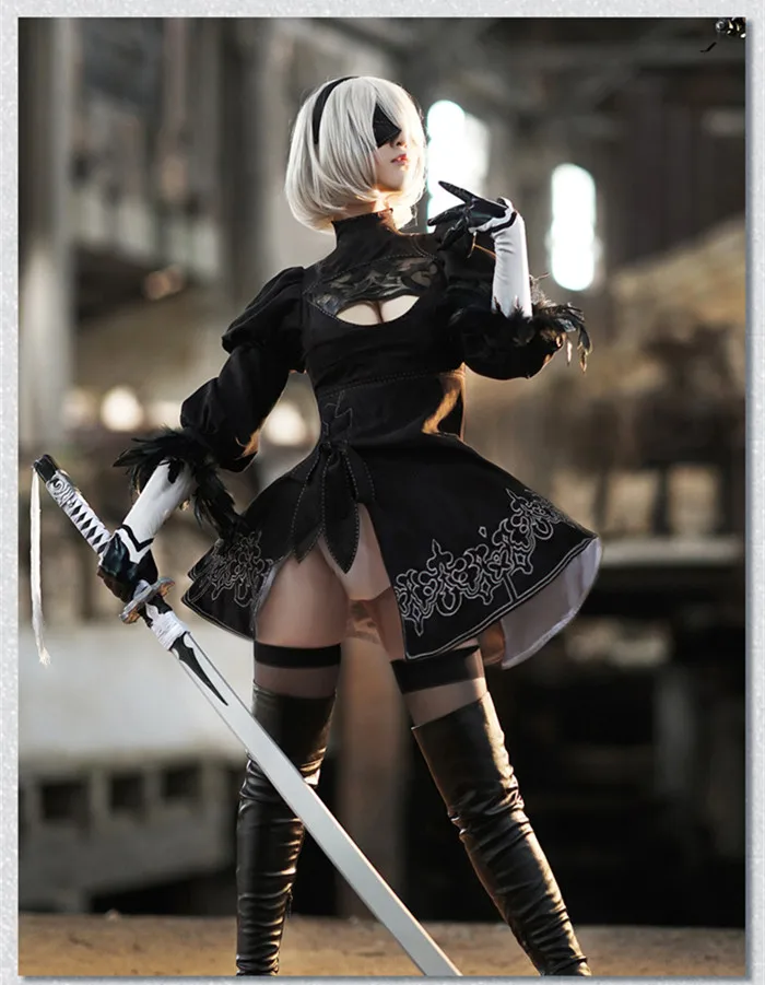 Nier Automata Косплей актриса 2B Косплей Костюм Хэллоуин аниме платье Хэллоуин Униформа в начале мая