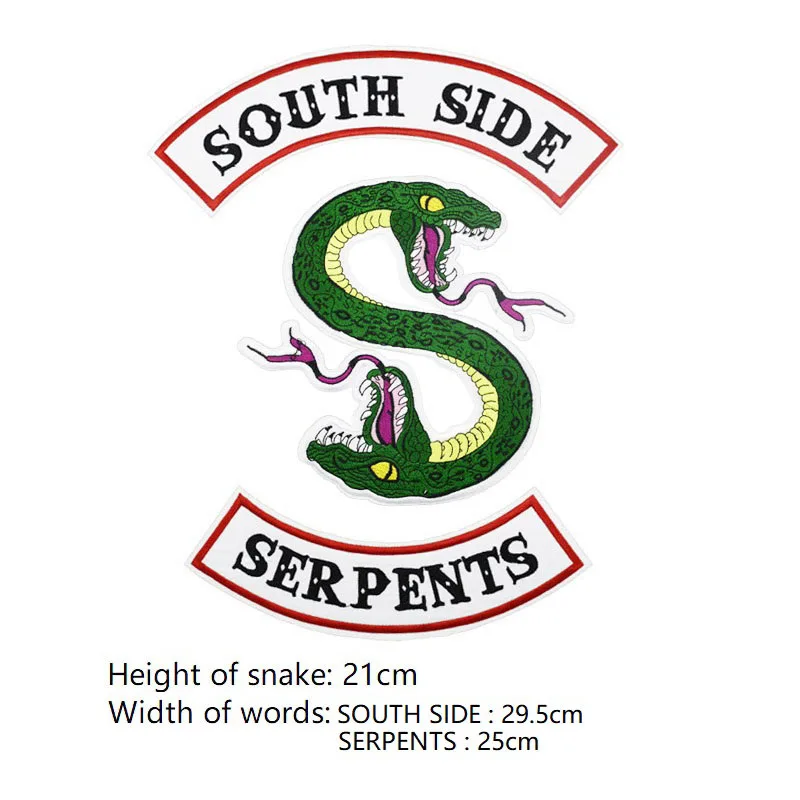 XL ривердейл куртка DIY южной стороне змеи заплата вышивки Southside Serpant Утюг на