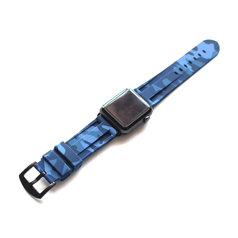 Камуфляжная спортивная мягкая силиконовая лента для Apple Watch Series 1 2 3 4 5 6 SE ремешок