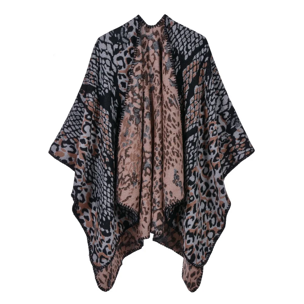 

Snakeskin Pattern Ponchos 2019 New Cashmere Scarves Women Winter Warm Shawls and Wraps Brand Designer Pashmina Thick Capes Femme