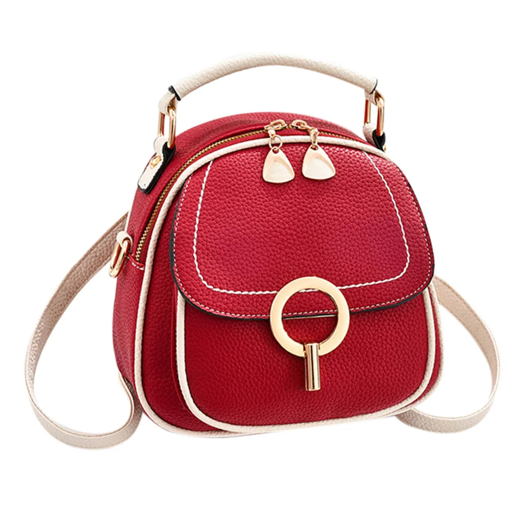 Женская сумка через плечо из кожи контрастного цвета Bolsa Feminina - Цвет: Красный
