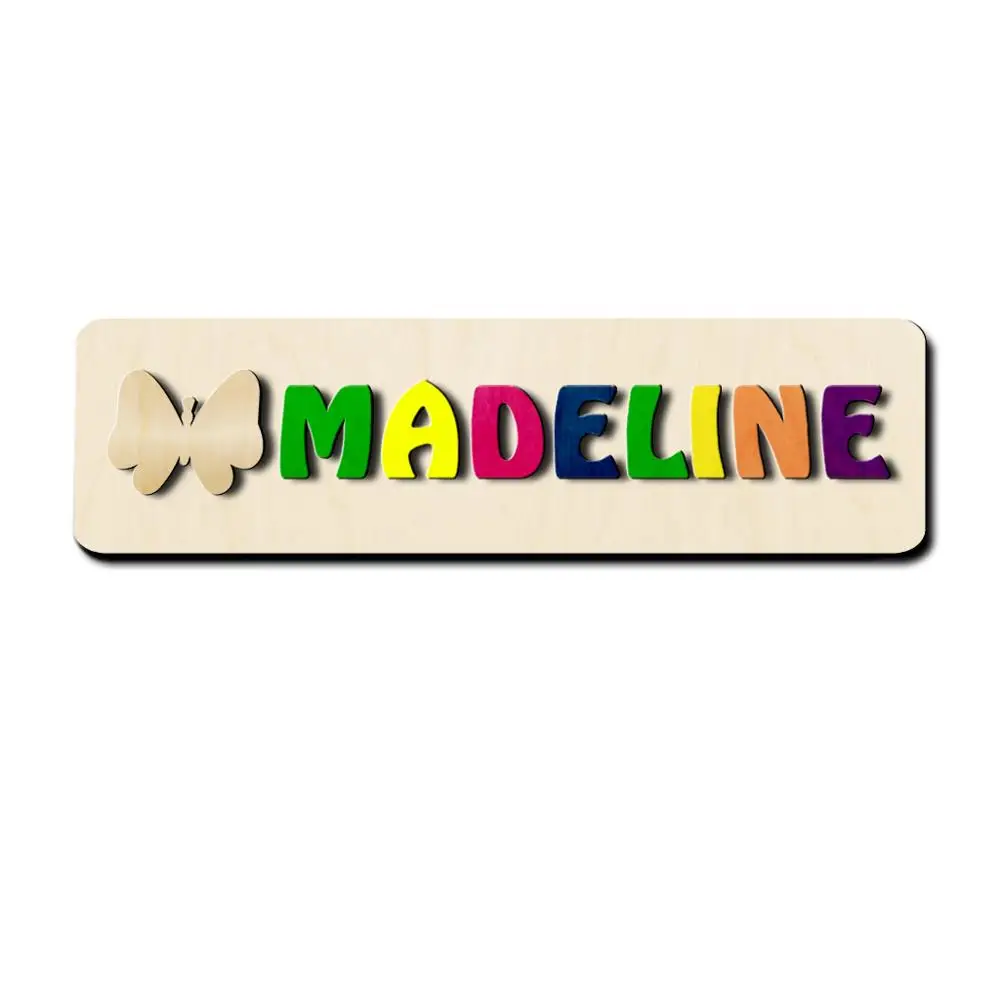 

Personalized Name Puzzle Toy with Butterfly Custom Baby Name Puzzle Busy Board Baptism Gift Nursery Decoration