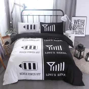 

Lover bedding 3pcs/set US size duvet cover set black and white Mr&Mrs bedding set UK size 200*200cm duvet cover bed linens 3pcs