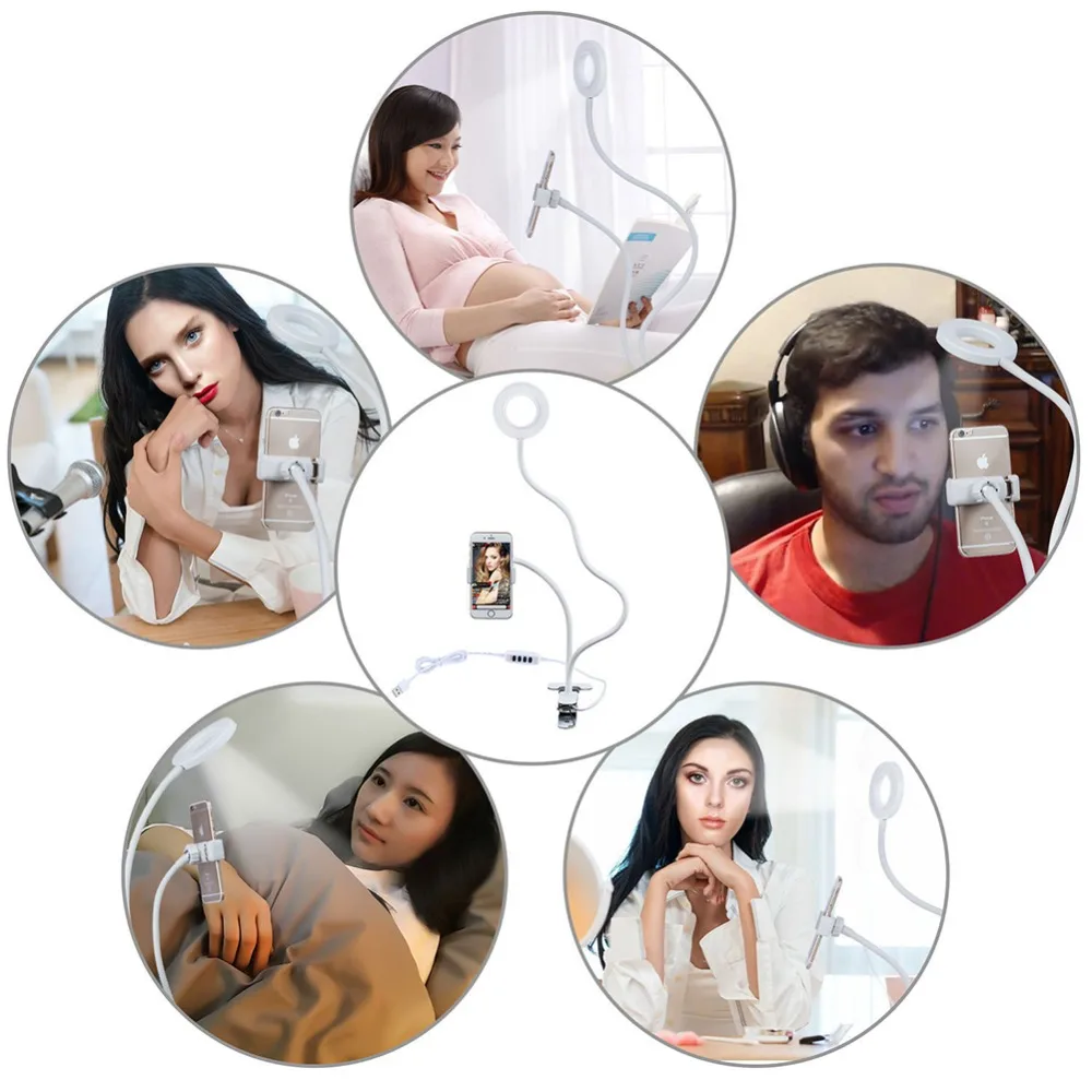  Photo Studio Selfie LED Ring Light with Cell Phone Mobile Holder for Youtube Live Stream Makeup Cam - 32961760431