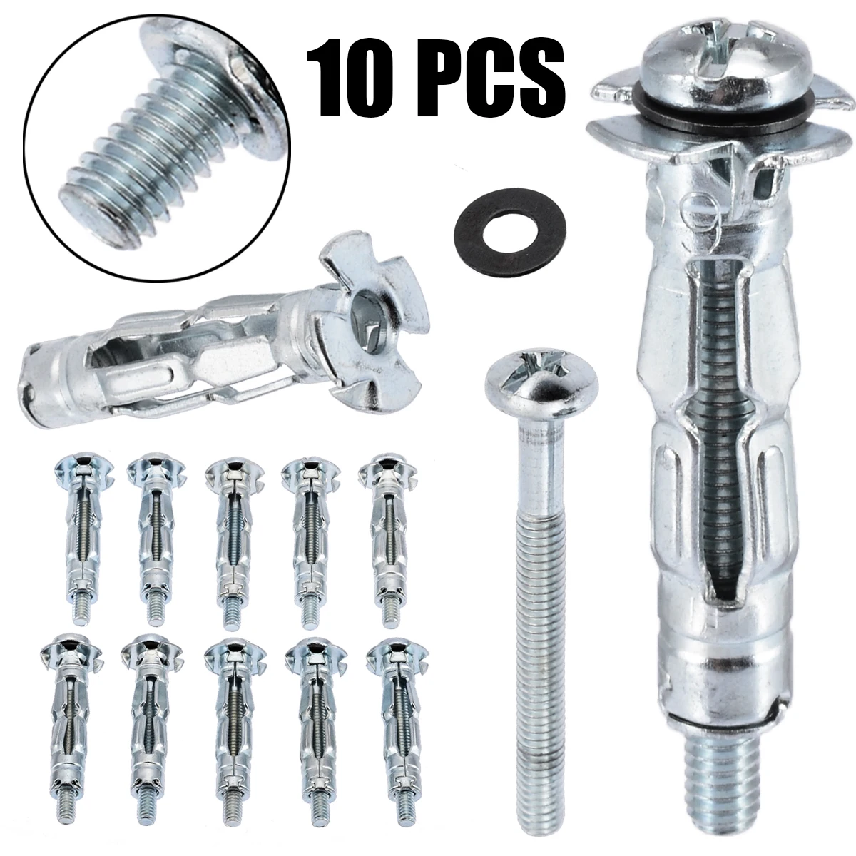 10pcs M4X32 Bolt Assortment Hollow Wall Anchors Screws for Secure Drywall Sheetrock Paneling to Walls Ceiling