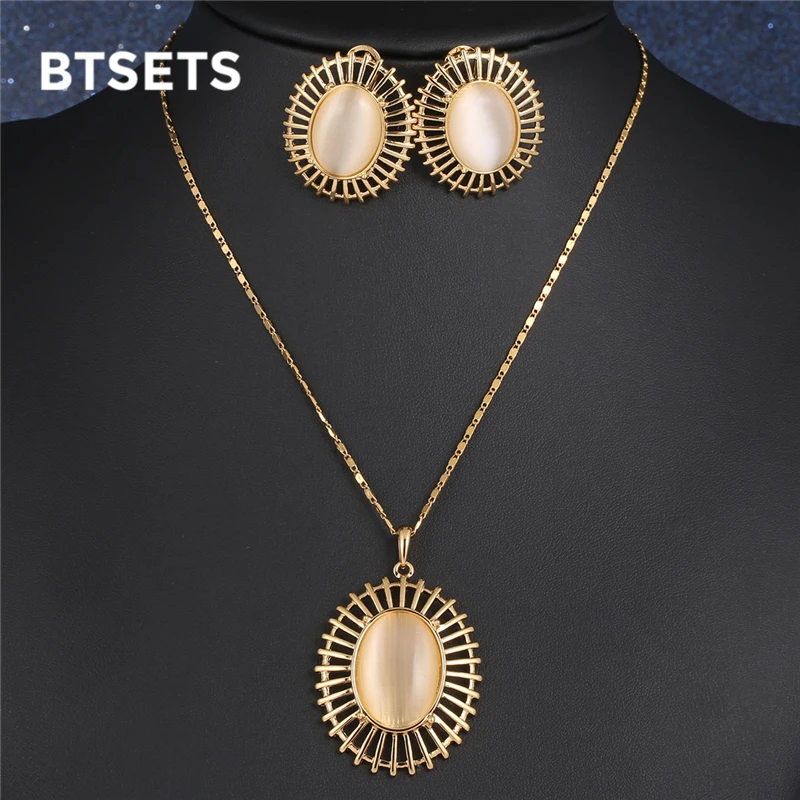 

Indian Wedding Jewelry Sets For Brides Vintage Opal African Beads Jewelry Set Gold Color Women Necklace Earrings Set