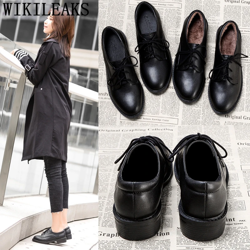 Женские туфли-оксфорды; черная кожаная обувь; модная женская обувь в Корейском стиле; Женская Удобная Обувь на толстой подошве; chaussures femme ayakkabi