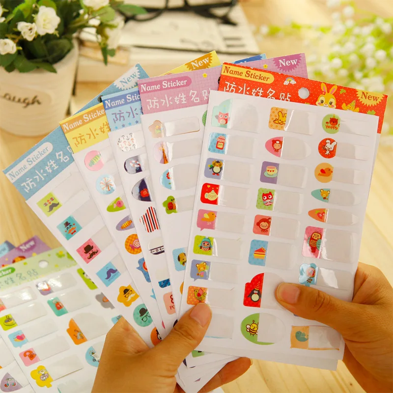

5sheets/lot Waterproof Name Notebook Sticker Cartoon Kids Paper Diary Mark Scrapbooking Lable Children Learning Stationery