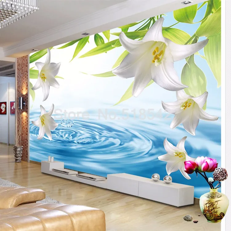 Пользовательские Любой Размер 3D фото обои современные цветок лилии стереоскопического волна воды Гостиная диван ТВ фон обои фрески 3D