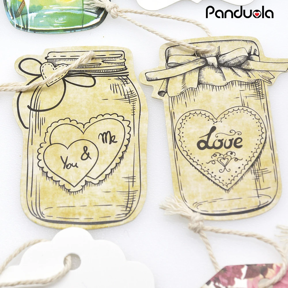 

25PCS Kraft Bottle Paper Tags DIY Craft Label With Rope For Wedding Valentine's Day Note Hang Tag Gift Box Wrapping Supplies