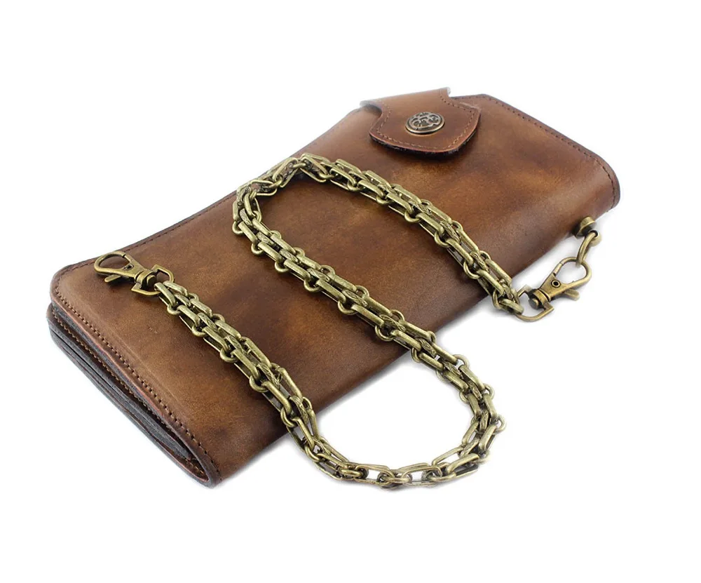 Мужской винтажный байкерский кошелек из кожи с цепочкой|wallet purse|wallet walletmen money purse |