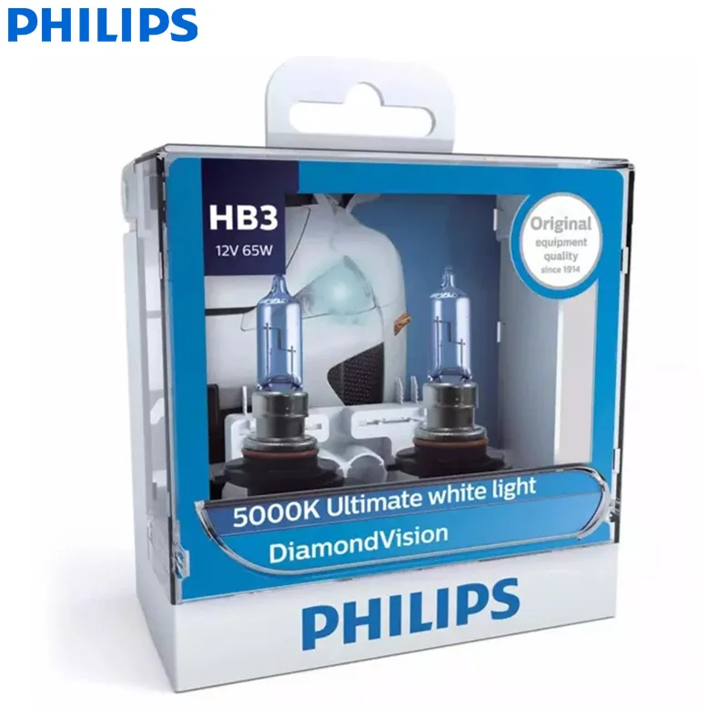 Philips Diamond Vision HB3 9005 12V 60W P20d 9005DVS2 5000K холодный белый автомобиль галогенные фары авто лампы Противотуманные фары(двойной пакет