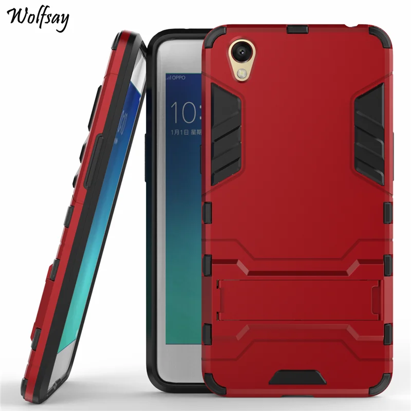 Wolfsay Oppo A37 Case Oppo A 37 Slim Robot Armor Kickstand Shockproof Rubber Hard Back Case For