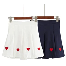 Harajuku женские любящие сердца юбки с вышивкой Лето корейский стиль высокая талия Джокер Студенческая юбка женские повседневные юбки