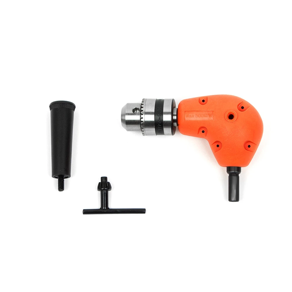 

3/8" Right Angle Drill Attachment 90 Degree Keyless Handle Adaptor Corner Chuck Clamping Range 1-10mm(1/16-3/8") Power Tools Bit