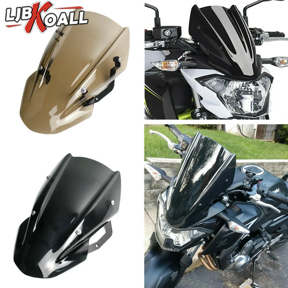 

for Kawasaki Z650 Z-650 2017 2018 2019 Motorcycle Windshield Screen Visor Windscreen with Bracket Double Bubble Wind Deflector