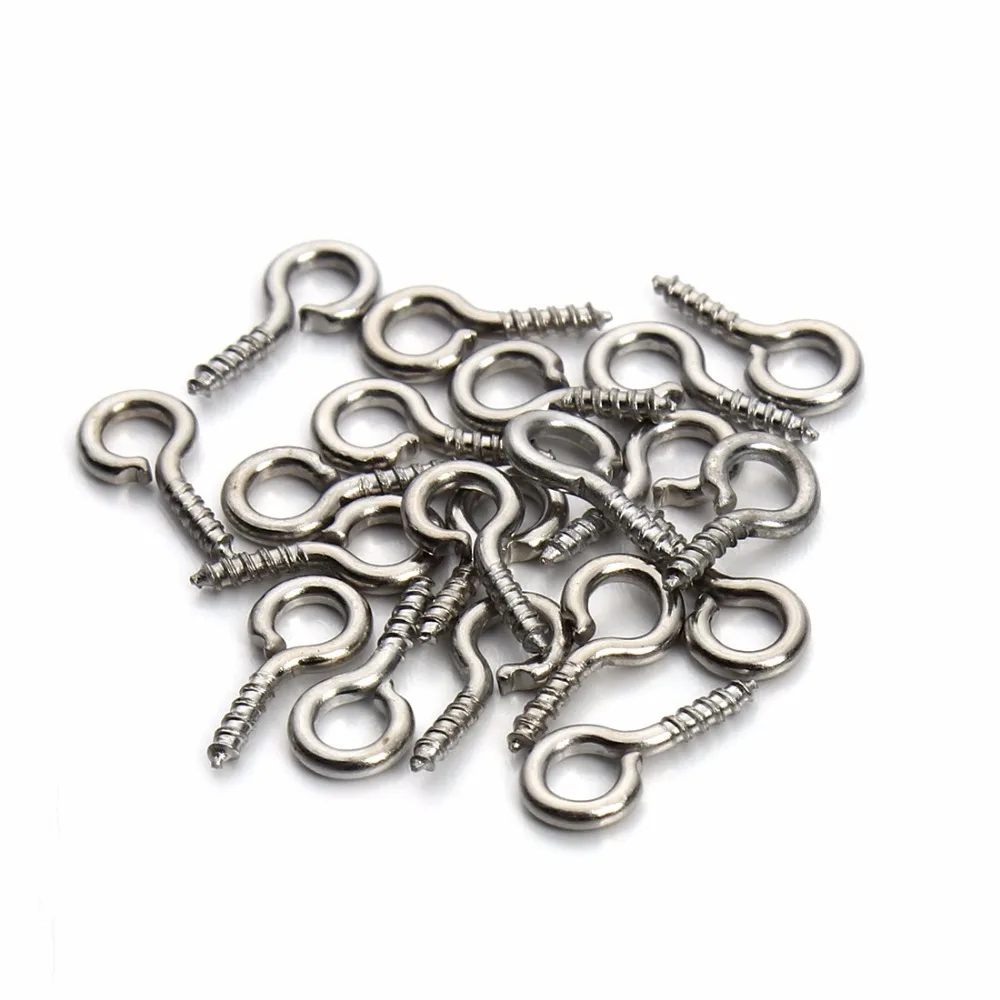 

100pcs/lot Small Tiny Mini Eye Pins Hooks Eyelets Screw Threaded Silver Clasps Hooks Jewelry Findings Wholesale 5*10mm