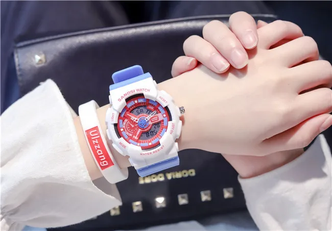 Женские студенческие часы Ins, корейское издание, простые трендовые модные водонепроницаемые электронные часы для отдыха и спорта, силиконовые часы - Цвет: blue band watch