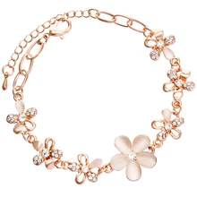 Европейский и американский модный дамский браслет Роскошные цветы покрытием Розовое золото подлинный золотой браслет из опала креативная рука Dec