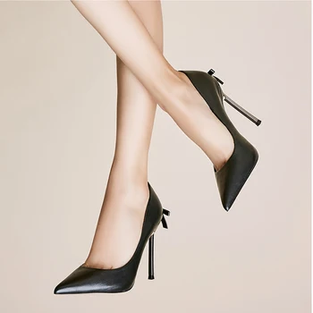 

High Quality Sexy Women Pumps Pointed Toe Bowtie Thin High Heels Wedding Shoes Pumps Party Shoes High Heels Super High 12cm