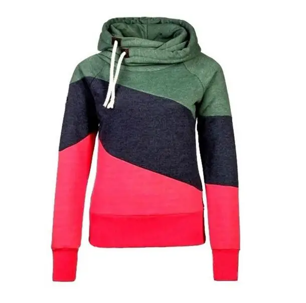 Women's pullover coat Slim hit color stitching Hooded sweater jacket hedging coat women clothing Women's pullover coat Slim hit color stitching Hooded sweater jacket hedging coat women clothing