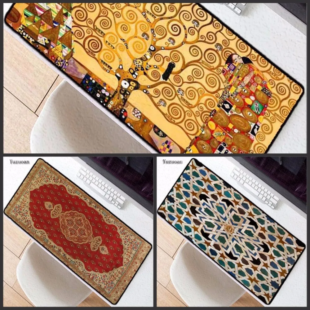 

Yuzuoan Free Shipping Persian Carpets Art Custom Design Durable Computer and Laptop Large Overlock Desk Mouse Pad 900*400*2mm