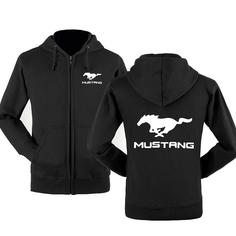 

Fashion Mustang Car Logo Sweatshirt Hoodies Men Hoody Spring Autumn Fleece Cotton Zipper Jacket HipHop Harajuku Male Clothing