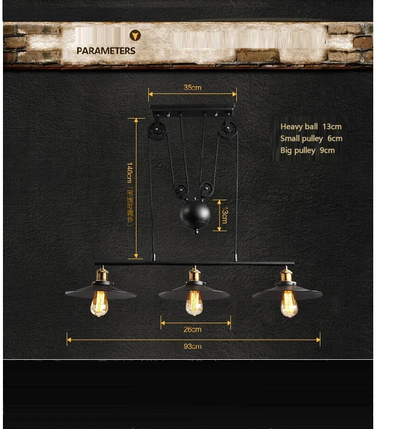 Ретро Винтаж Pully подвесные светильники Светильник лофт американский подвесной светильник кухня кафе барная веревка Промышленный Эдисон свет железа античный