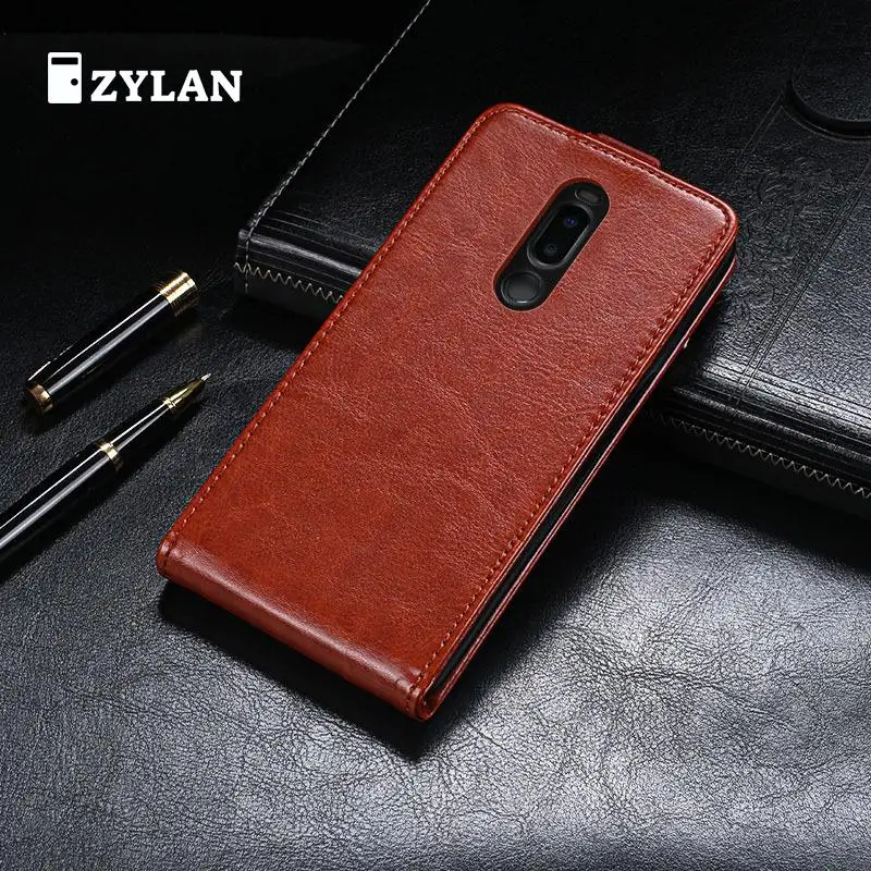

ZYLAN Up and Down Magnetic Flip Leather Case Cover Phone Bag for Meizu Note 8 Note8 X8 Black Brown & GIFT