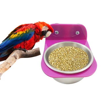 

Parrot Feeder Removable Squirrel Bird Food Container Stainless Steel Food Water Cup Bird Parrot Stand Bird Supplies Random Color