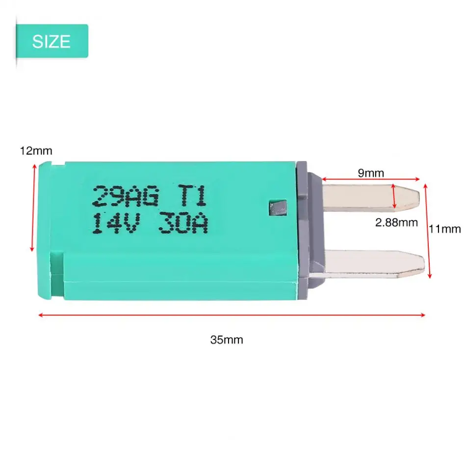 14 В DC Автоматический сброс мини-выключатель Лезвие предохранители для автомобилей Грузовик Лодка RV 30A зеленый цвет предохранитель