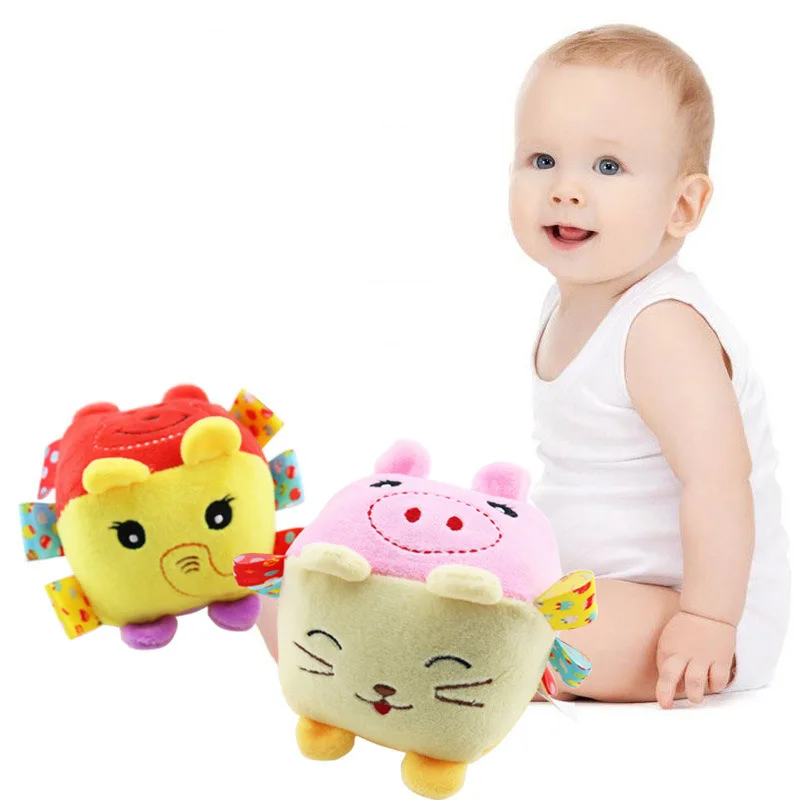 

2 Style Soft Cube Plush Rattle Mobiles Baby Toys Kids Crib Toy For Early Learning Educational Children Bell Ring toys