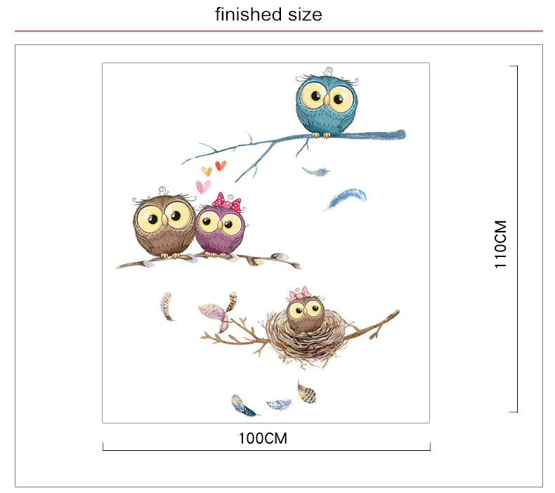 Мультфильм Сова Наклейка на стену Детская комната украшения живопись спальня вход плакат ПВХ Самоклеящиеся водостойкие обои