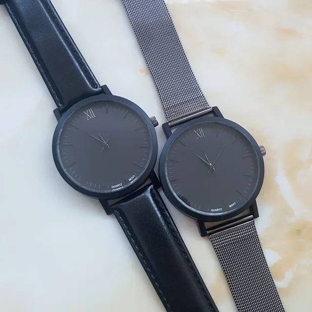 New Roman Dial Men Watch Elegant Pure Black Leather Watch,British Style Three Wa New Roman Dial Men Watch Elegant Pure Black Leather Watch,British Style Three Wa