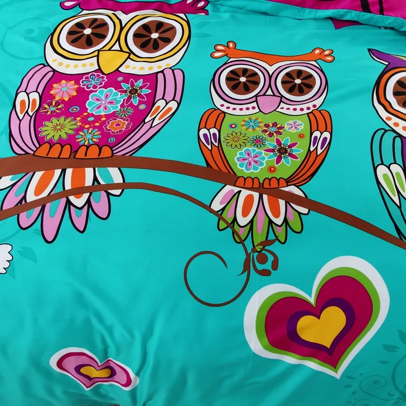  100% Cotton 3d owl Bedding set for kids boys king queen twin size bed sheet set bed linen duvet cov