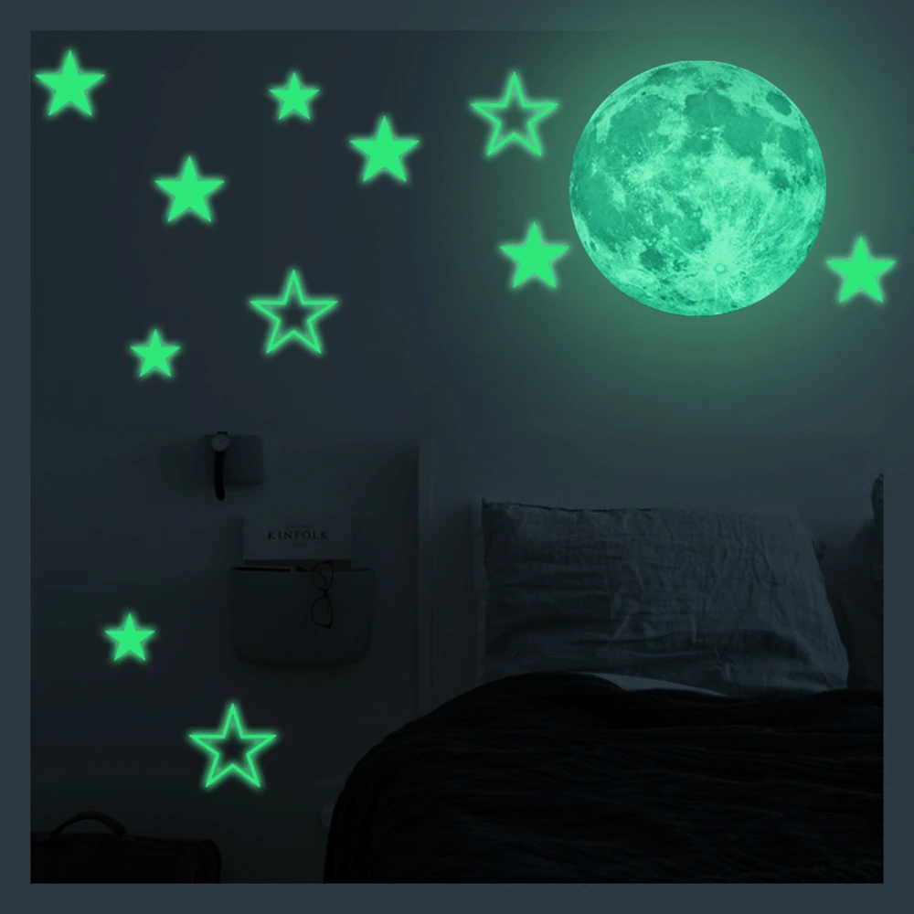 Us 1 35 29 Off Glow In Dark Wall Ceiling Stars Stickers Wall Stickers Suns Moon Night Kid Home Decor Decoration Removable Wall Stickers Art In Wall