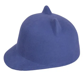 Детская Зимняя коллекция года, шерстяная фетровая шляпа с Микки-Кепка с кошачьими ушками, шляпа для защиты от солнца с животными, Дерби котелок, милая Кепка, ашион для детей, подарок - Цвет: Blue