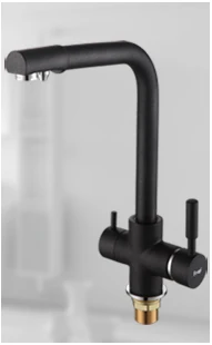 Frap Kitchen Faucets 360 Degree Rotation Black Square Water Filter Tap Water Faucet Solid Brass Kitchen Sink Water Mixer Y40102