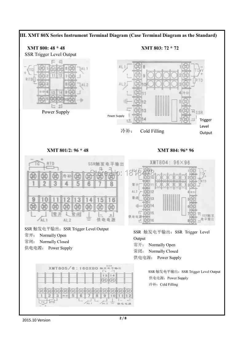 Инструкция на английском языке XMT-803 переменного тока 110 В 220 в 115-285 в SSR выход PV SV ЖК-дисплей Будильник PID цифровой регулятор температуры