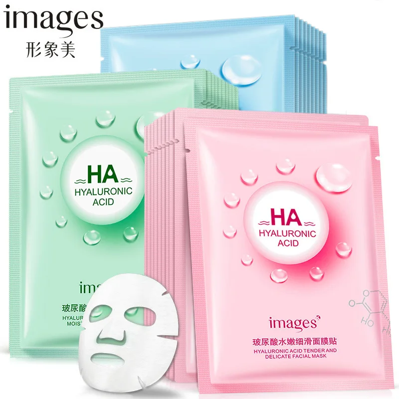

Images 5Pcs Hyaluronic acid Facial Mask Moisturizing Hydrating Skin Care Oil Control Shrink Pore Anti aging Anti wrinkle