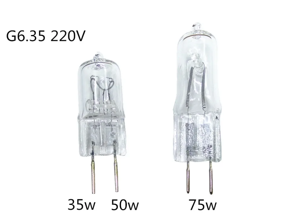 

5PCS GY6.35 220V halogen bulb 220v GY6.35 halogen bulb 35w 50w 220v G6.35 220v 75w bulb Crystal chandeliers machine Working bulb