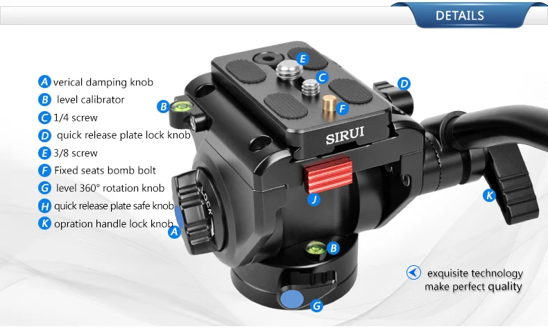 SIRUI p-204sr alluminio monopiede con VA-5 Video testa