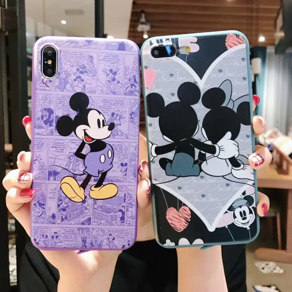 

Super cute retro poster loves Mickey Minnie thickening soft silicone cover case for iphone 6 7 8 plus X XR XS MAX phone cases