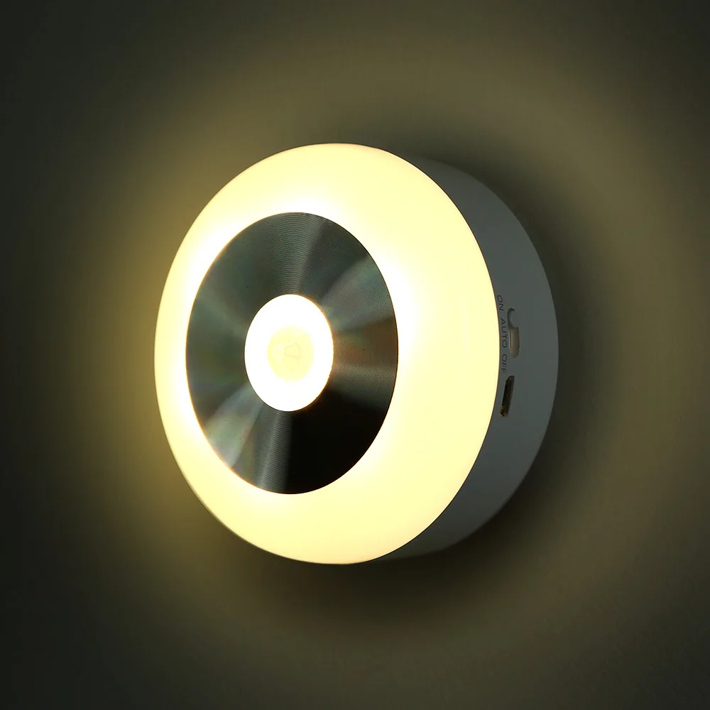 

Round Shape Mini LED Bed Lamp Auto LED Night Light With Sensor Control for Human Body