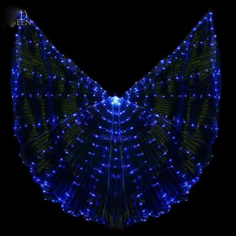 Светодиодный, для Танцев Живота, крылья Isis, хороший, для восточных танцев, аксессуар, светодиодный, крылья, сексуальные, для сцены, шоу, реквизит, крылья, 7 цветов - Цвет: blue