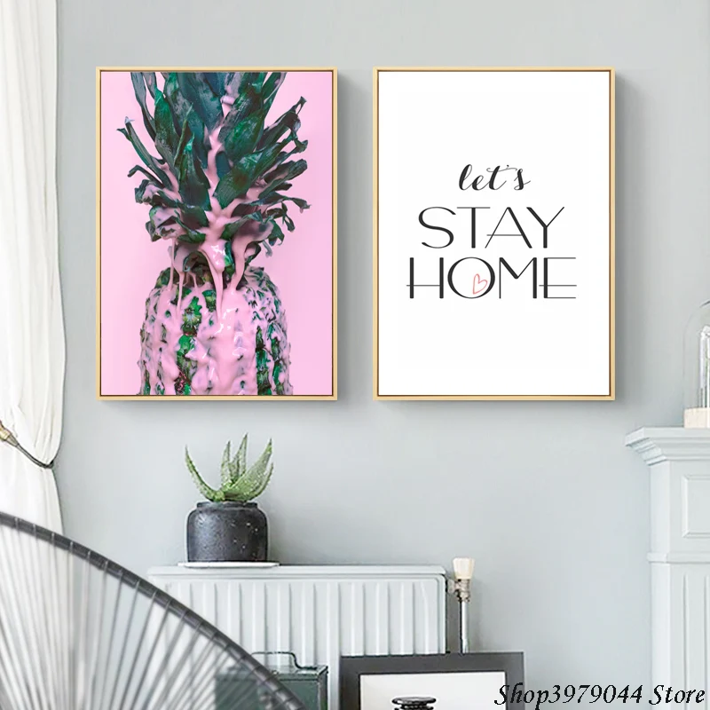 

Posters And Prints Decoracao Para Casa Pink Ananas Decoration Wall Art Poster Nordic Plakat Pineapple Cuadros Painting Unframed