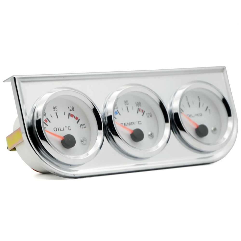 3 в 1 комплект измерительные приборы 52 мм Температура воды давление масла Температура манометры Хром Корпус Белый лицо с датчиком