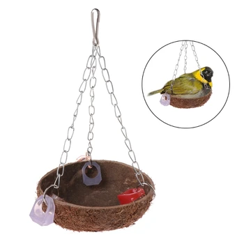

Parrot Toys Perch Coconut Shell Swing Nest Hanging Cage Natural Birds Parakeet