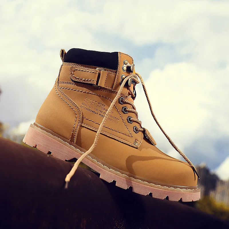 

LettBao New Fashion Leather Boots Men Lace-up Safety Boots Winter Shoes for Men High Quality Military Boots Steel Toe Boots