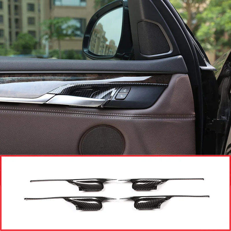Carbon Fiber Style Interior Door Handle Bowl Cover Trim Decoration For BMW X5 F15 X6 F16 2014-2018 Auto Parts 4pcs/set Carbon Fiber Style Interior Door Handle Bowl Cover Trim Decoration For BMW X5 F15 X6 F16 2014-2018 Auto Parts 4pcs/set